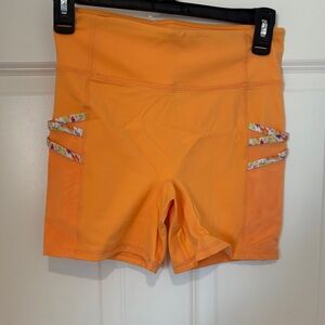Fabletics Orange Athletic Shorts with Colorful Accents